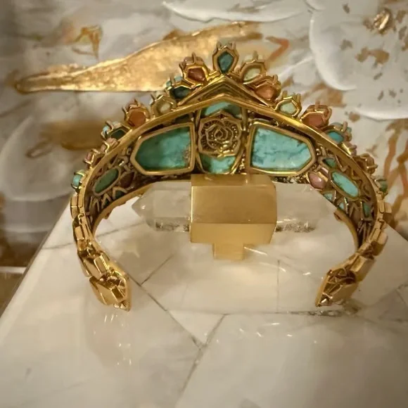 Kendra Scott Turquoise and Pink Gem Brooch - Picture 3 of 4